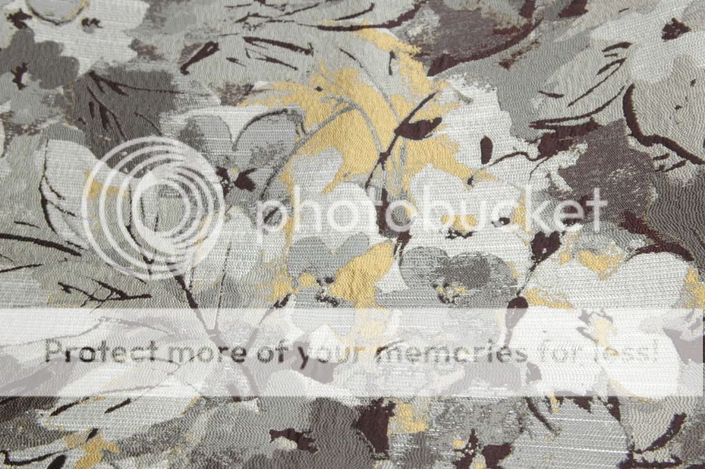 GREY YELLOW SILKY DRAPERY OR UPHOLSTERY FABRIC 1.875 YDS